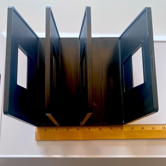 Adjustable Black Plastic File Folder Rack/Sorter.   Rack has 3 Slots. Organizer. - Picture 3 of 5